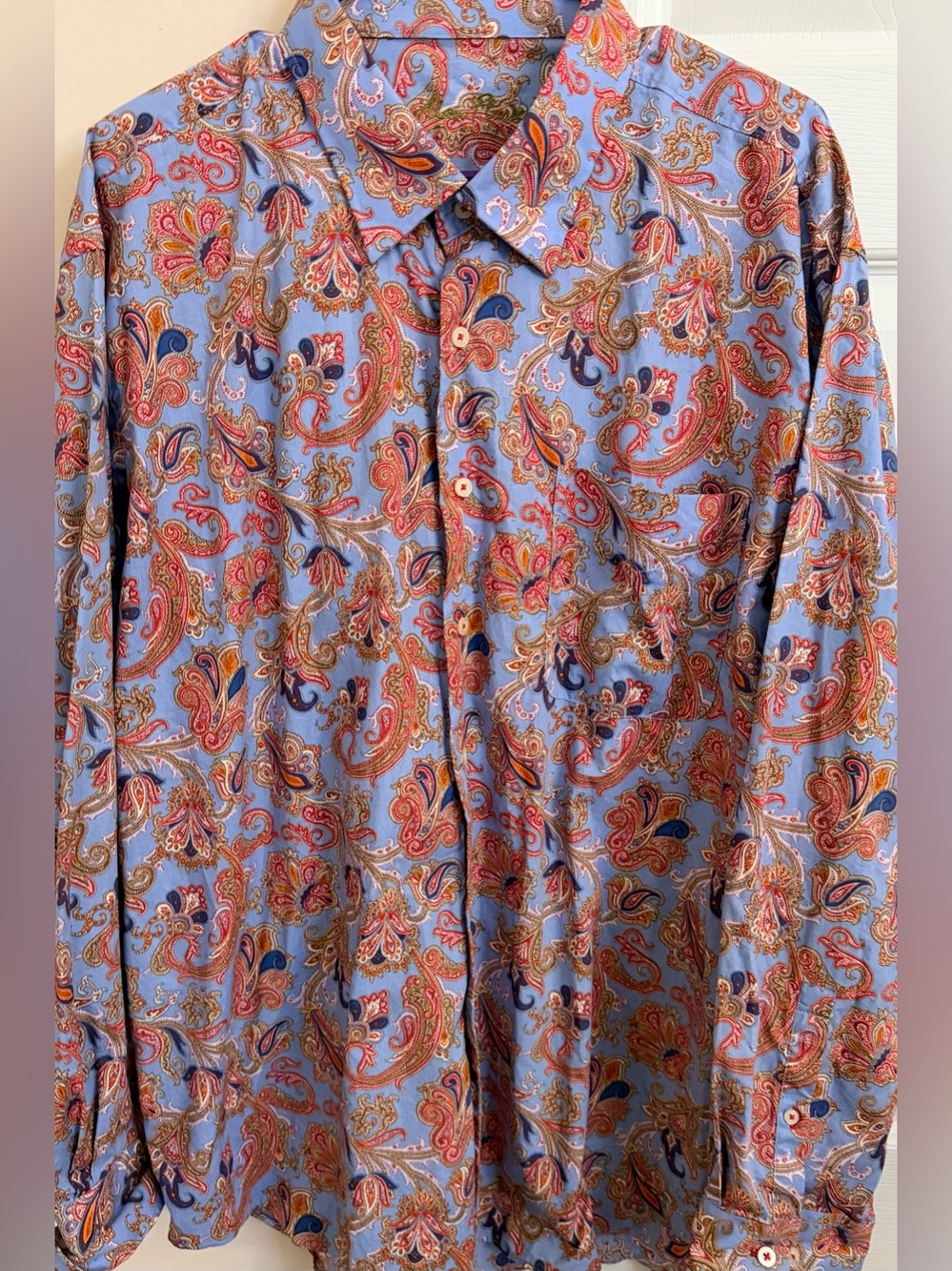 Alan Flusser Paisley Print Multicolor 100% Cotton Men’s XXL Long Sleeve Button